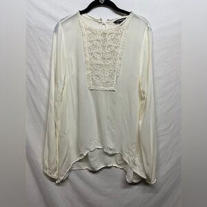 Express Sheer Cream Puff Sleeve Lace Panel Blouse - SZ  Small Elegant & Feminine